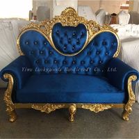 Luckygoods Kursi Sofa Mewah Bergaya Eropa Kayu Oak Solid Kulit PU + Bingkai Emas SF210511-38 Mebel