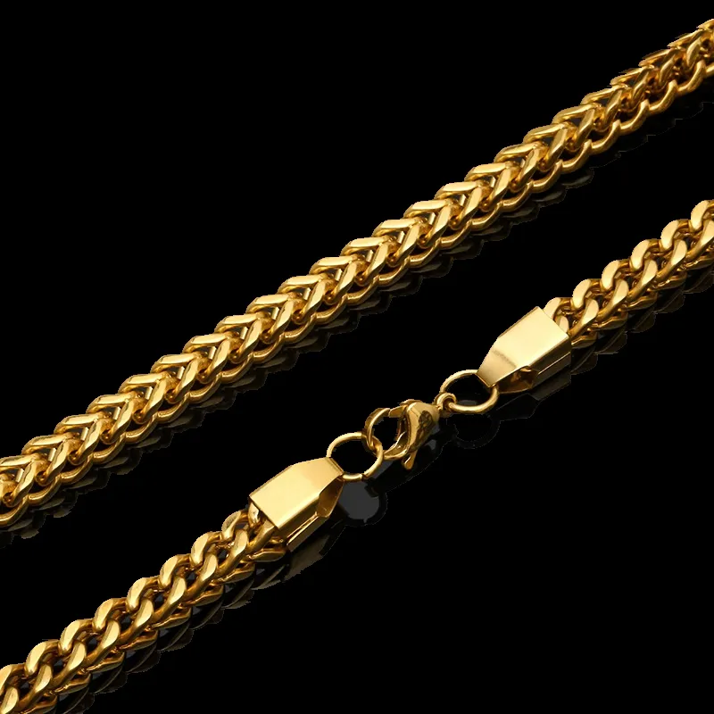 Custom Logo franco chain real 18k gold plated stainless steel PVD gold chain necklace for men