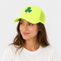 Casquette de baseball tendance en maille respirante pour l'été, protection solaire, activités de plein air, motif trèfle, casquette de camionneur à la mode, broderie 3D