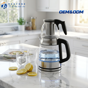 Tetera Eléctrica Turca de 1.2L con Doble Olla y Control Digital de Temperatura 40-100°C ° C Mantiene el calor, seca y protege contra el hervido. - Product Image 1