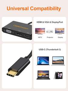 <span class=keywords><strong>Adaptateur</strong></span> MST 3 en 1 Type-C vers <span class=keywords><strong>HDMI</strong></span> <span class=keywords><strong>VGA</strong></span> Display Port Compatible avec MacBook Pro 2020 <span class=keywords><strong>iPad</strong></span> Pro 2018 XPS Spectre x360 Galaxy 10 - Product Image 6