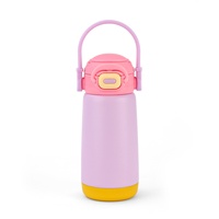 Botella Térmica de Acero Inoxidable 316 de Doble Capa con Colores Contrastantes, Taza de Agua para Mujer con Asa y Tapa de Cierre a Presión