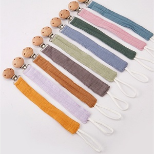 Attache-sucette en mousseline à carreaux pour garçons et filles, chaîne de sucette en tissu doux avec boucle élastique, clips classiques pour sucettes de bébé - Product Image 3