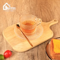 12 pièces vente chaude style classique verre soucoupe à thé ensemble verre gravé café à boire ensemble tasse expresso ensemble thé verre cadeau promotion