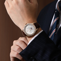 Montres à mouvement quartz Gohuos 9813 pour hommes et vente en gros de montres-bracelets d'affaires étanches à bracelet en cuir avec aiguilles lumineuses pour hommes