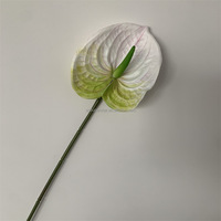 B-1426 Arrangements floraux artisanaux de haute qualité pour la Saint-Valentin et les mariages, Anthurium artificiel bordeaux à toucher réel, tête unique