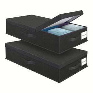 Movable Under Bed Clothes Storage Foldable Under Bed Storage <b>Box</b> With Lid for Organizing Clothes, Shoes, Blankets, Pillows - Product Image 1