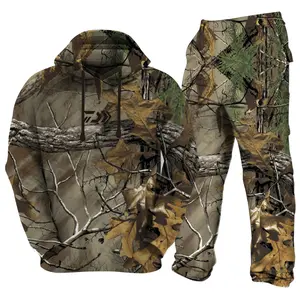 暖かいフリース生地カモフラージュ反射狩猟服卸売狩猟シャツ狩猟パーカー