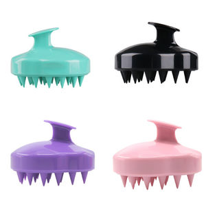 2024 Venta caliente forma de calabaza cabeza negra masaje de cuero cabelludo cepillo de champú de silicona para mujeres - Product Image 2