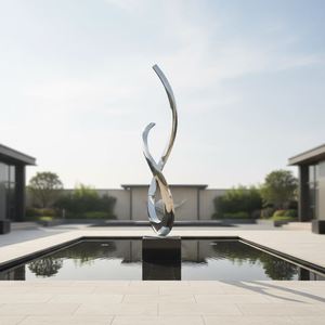 Escultura Abstracta Moderna de Acero Inoxidable para Exteriores, Metal Pulido a Espejo, Arte de Jardín para Parques, Paisajes y Decoración de Villas - Product Image 2