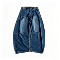Jeans vintage à coupe ample et jambe large pour hommes, de haute qualité, avec logo imprimé DTG personnalisé