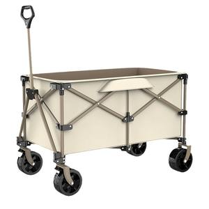 Outdoor <b>Folding</b> <b>Trolley</b> 90x50x64cm Oxford Cloth Four Wheel Camp Shopping <b>Cart</b> Brown Foldable - Product Image 2