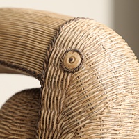 Figurine de toucan en résine style rotin antique, texture tressée à la main, ornement d'oiseau en forme de pot pour la décoration intérieure et les cadeaux