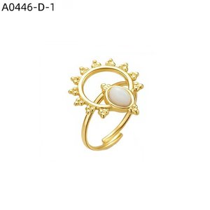 Anillo de moda Amy Amy, anillo de cóctel chapado en oro con piedra lunar, estilo bohemio para mujer, joyería de regalo para uso diario A0446 - Product Image 1