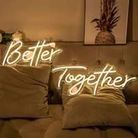 Letrero LED de Neón Multicolor para Interiores y Exteriores, Letrero Decorativo de PVC Flexible con Logotipo Personalizado para Bodas y Fiestas, Publicidad 'Mejor Juntos'