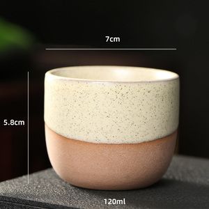 Vente en gros Tasse à thé japonaise transformée au four créative et rétro Bol à thé en poterie brute Tasses à thé et soucoupes créatives en céramique - Product Image 5
