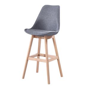 Tabourets de meubles commerciaux modernes avec chaise de bar haute en bois rembourrée à la main en acier inoxydable + tissu de velours Morden - Product Image 2
