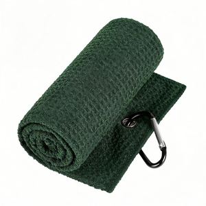 Serviette de golf en coton brodé légère et résistante, avec logo personnalisé, respirante, pour le sport et le fitness, avec crochet pour le voyage - Product Image 1