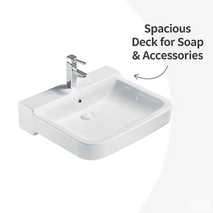 Lavabo de Baño Accesible para Discapacitados, Montado en la Pared, con Borde Ancho y un Solo Orificio para Grifo - Product Image 3