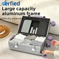 Ensemble de 3 valises rigides avec cadre en aluminium, serrure TSA, porte-gobelet, port de charge USB, logo personnalisé, valise de voyage durable de grande taille