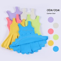 Robe-short une pièce colorée pour fille, tenue de danse, sport quotidien, yoga, course à pied, tennis, respirante, en Spandex et Nylon, vêtements de sport