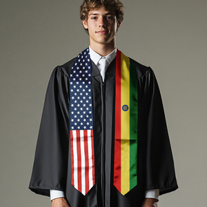Écharpe de graduation en satin pour adultes, 13*180CM, États-Unis et Éthiopie, Études à l'étranger - Product Image 4