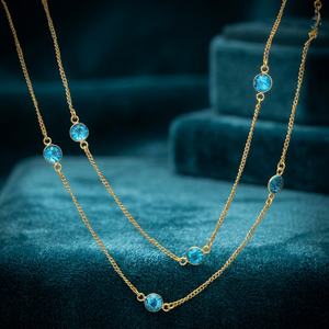 สร้อยคอสองชั้นประดับหินสีน้ำเงินชุบทอง 14k สวยงาม โดดเด่น เหมาะสำหรับทุกเพศ สไตล์ลำลองและสปอร์ต - Product Image 2