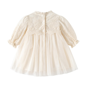 Vestido Vintage Francés para Bebé Niña con Encaje y Tul Suave, Body de Algodón de Manga Larga, Pelele Personalizado para Bebé - Product Image 4