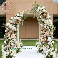 Arche de mariage en forme de corne, fleurs artificielles en soie blanches, décoration de toile de fond pour les mariages