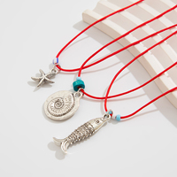 Séparable 3 multicouches fil rouge avec conque/poisson pendentif collier pour femmes à la mode Simple chaîne bijoux accessoires sur le cou