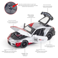 Modèle de voiture miniature en métal à l'échelle 1:32 Supra avec son et lumière, jouet en métal à rétrofriction, modèle de supercar