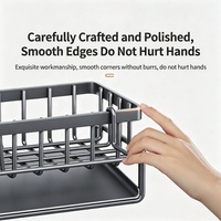 Organisateur de drainage robuste pour évier et comptoir, support de rangement métallique pour salle de bain et cuisine avec plateau d'égouttage incliné et porte-serviettes amovible