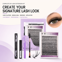 Kit de faux cils semi-artisanaux Duomao avec tige en coton noir, colle double embout, grande capacité, effet 3D stéréo, emballage coffret cadeau