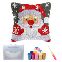 Kit de coussin en crochet à motif de Noël pour adultes débutants, fleurs colorées, bricolage, artisanat fait main, décoration de la maison