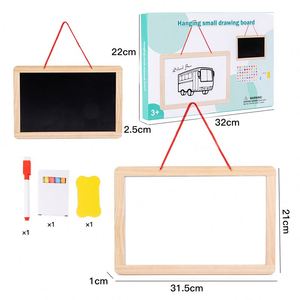 Mini tableau noir suspendu double face pour la maison, le bureau, le commerce, tableau blanc en bois pour dessiner, pour garçons et filles - Product Image 6