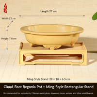 Pot Bunga Resin Desain Minimalis Rustic Sederhana Bentuk Teratai Tiga Kaki Wadah Dangkal Pengontrol Akar Besar untuk Taman Rumah