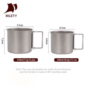 390ml 450ml Gelas Minum <span class=keywords><strong>Titanium</strong></span> Ringan Peralatan Minum <span class=keywords><strong>Titanium</strong></span> dengan Pegangan Lipat - Product Image 6