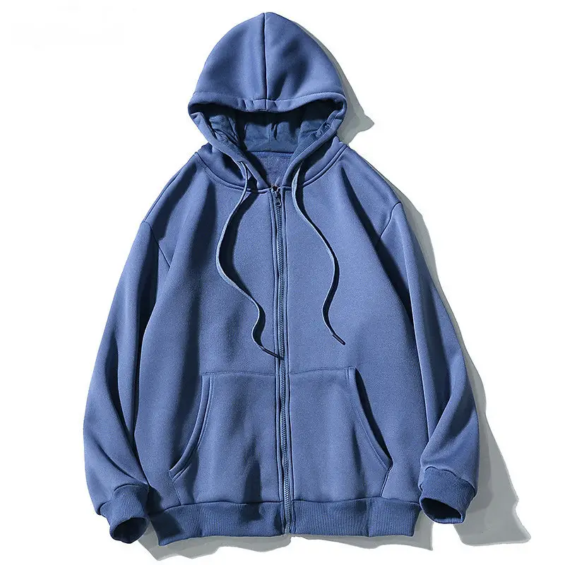 Sweter Bertudung Tebal Musim Gugur Musim Dingin 360G Jaket Ritsleting Kasual Produsen Pakaian Hoodie & Sweatshirt Pria Kustom