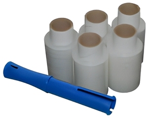 Rotolo di Pellicola Estensibile Portatile con Manico in Plastica, 5 Pollici X 500 Piedi, Pellicola Trasparente per Imballaggio e Agruppamento di Piccoli Oggetti - Product Image 2
