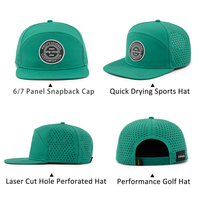 Casquette imperméable personnalisée Performance Snapback à visière plate, casquette de camionneur perforée, casquette de baseball pour hommes et femmes