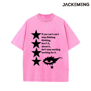 T-shirt Oversize in Cotone Lavato con Stampa 'If You Can't Stop Thinking', Stile Retrò Streetwear, Abbigliamento Casual Quotidiano, Maglietta Disponibile nel Magazzino USA - Product Image 5