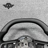 Volante de fibra de carbono para agarre de cuero perforado Jeep Compatible con modelos Wrangler Grand Cherokee