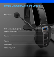 Auriculares Inalámbricos con Cancelación de Ruido ENC, Manos Libres, 60 Horas de Duración, para Oficina, Centro de Llamadas, Camioneros, Bluetooth