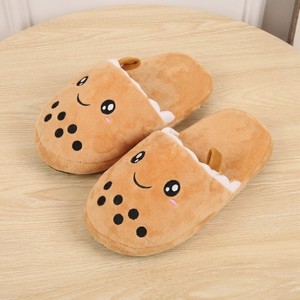 Pantoufles personnalisées mignonnes en peluche <span class=keywords><strong>Bubble</strong></span> <span class=keywords><strong>Tea</strong></span>, design <span class=keywords><strong>Smiley</strong></span> de dessin animé, chaudes et douillettes, à bout ouvert, pour l'intérieur, pour adultes et enfants - Product Image 1