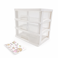 Boîte de rangement de bureau transparente Yunuoxi PP à 3 niveaux, 21,6 cm x 15,8 cm, organiseur de tiroirs transparent avec autocollants, vente en gros d'usine