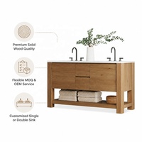 Meuble-lavabo double vasque en bois massif personnalisé pour hôtel