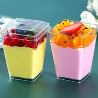 5oz Transparent PS Pudding Parfait Apéritif Party Supply Tasse à dessert transparente avec couvercle et cuillère