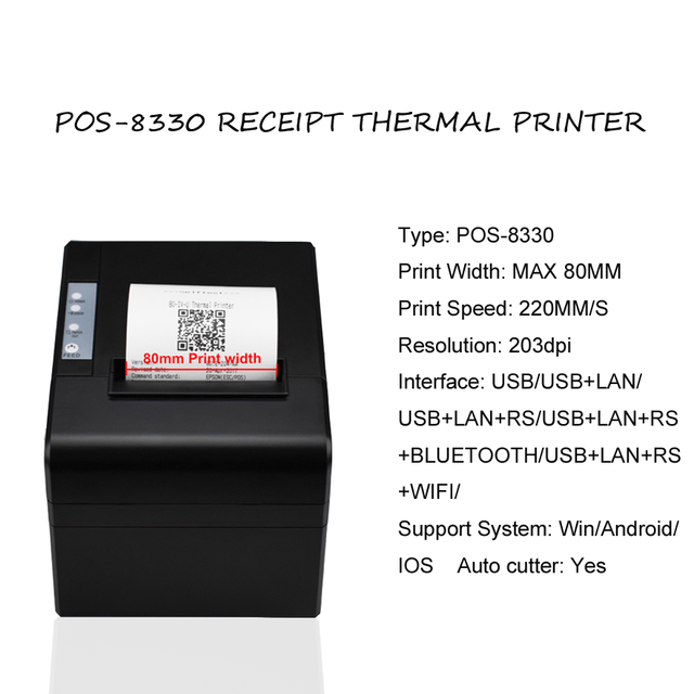 Factory Supply 80mm Point of Sale Receipt Printer USB Ethernet Serial  3Inch Receipt Bill Ticket Printer  With Auto Cutter