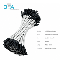 Câble de raccordement monoconducteur 22AWG 187T vers 187T, 130 mm, isolé PVC blanc, pour connexion d'alimentation d'appareils électroniques