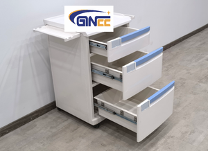 خزانة طبية جانبية للسرير من البلاستيك الأزرق <span class=keywords><strong>ABS</strong></span> من Ginee Medical - أثاث مستشفى طبي مع عجلات وأدراج وخزانة - Product Image 4